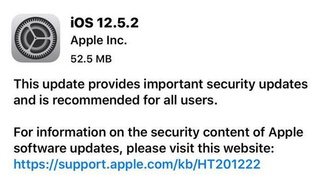 闵行苹果手机维修分享iOS12.5.2发布，建议所有老苹果用户安装 